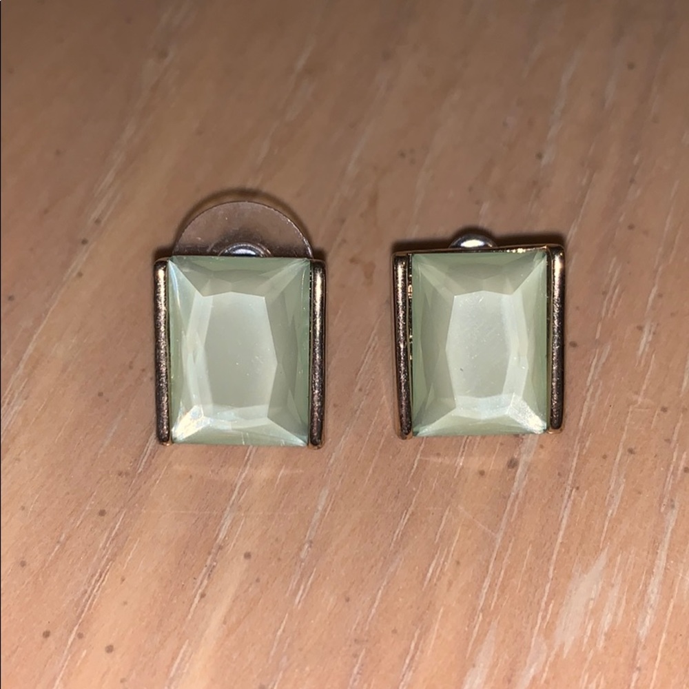Green Rectangular Earrings
